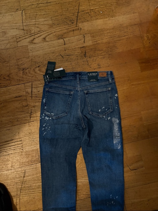 Ralph Lauren woman’s  Skinny Paint-Splatter Dark Blue Jeans - Picture 9 of 15